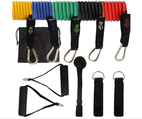 11Pcs Latex Resistance Bands Set Pull Rope Fitness Exercise Training Yoga Gym Resistance Trainers