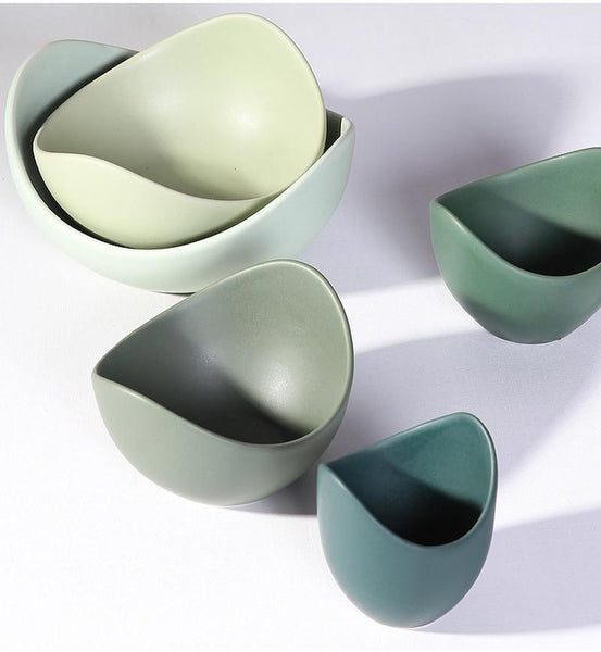 Pink Or Green Lotus Flower Design Ceramic Serving Bowls