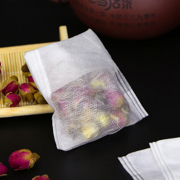 100 Pieces Tea Bags Nonwoven Fabric Filter Spice Infuser With String Food Storage Containers