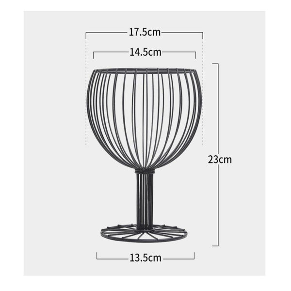 Wine Glass Shape Iron Fruit Bowl Basket Kitchen Decor Racks & Holders