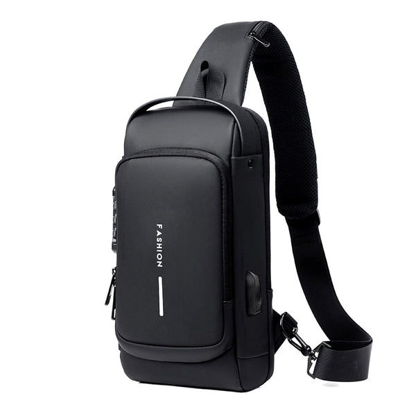 Anti Theft Stylish Locking Usb Crossbody Sling Bag Men Bags