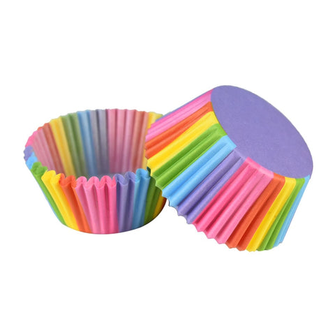 100Pcs Rainbow Muffin Cupcake Paper Cups Liner Patty Pans