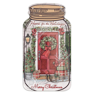 Christmas Mason Jar Shaped Wooden Sign Farmhouse Gift For Home Tree Decoration