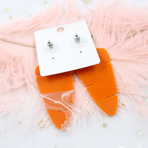 Veile Studios Acrylic Carrot Dangle Easter Jewellery Earrings