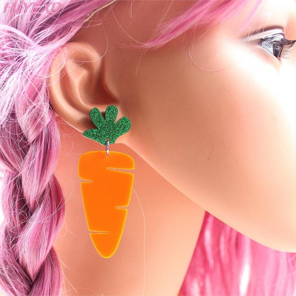 Veile Studios Acrylic Carrot Dangle Easter Jewellery Earrings