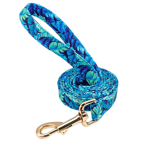 Handmade Personalized Floral Nylon Printed Dog Collar Leash Sets Leads & Head Collars