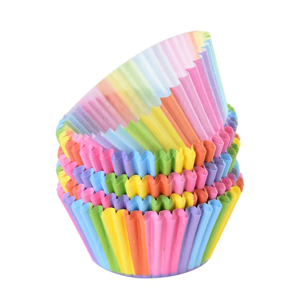 100Pcs Rainbow Muffin Cupcake Paper Cups Liner Baking Decorating Tools Party Baking Cups & Cases