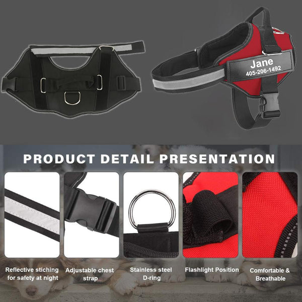 Easy Snap Reflective Dog Harness With Custom Id Patch Harnesses