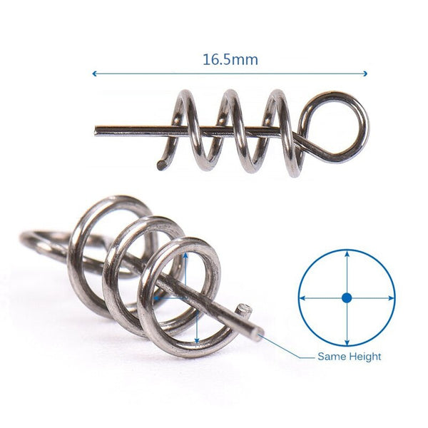 Lixada 50Pcs Fishing Hook Centering Pins Fixed Latch Needle Spring Twist Lock For Soft Lure Bait Worm