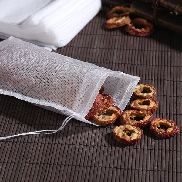 100 Pieces Tea Bags Nonwoven Fabric Filter Spice Infuser With String Food Storage Containers