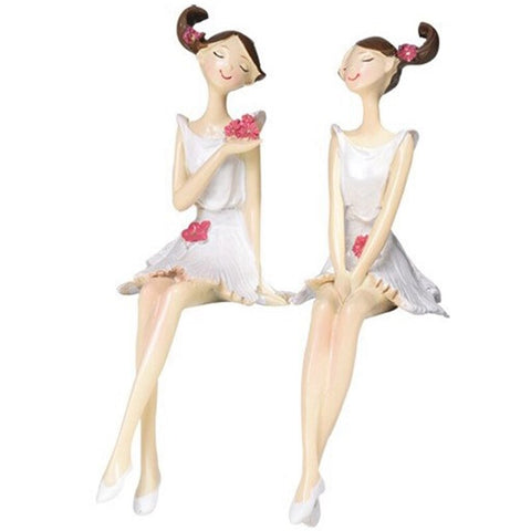 2Pcs Beautiful Flower Hippie Girls Resin Figurines Decor Gift Idea Sculptures & Figurines