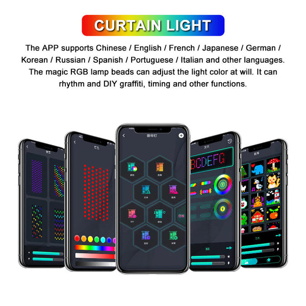 Led Curtain Light Remote App Control Smart Christmas Rgb Decoration Seasonal Decorations