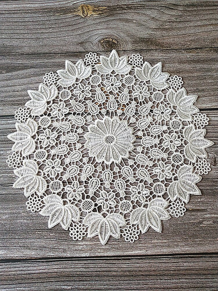 Round Lace White Embroidery Doily Table Mat Placemat Placemats