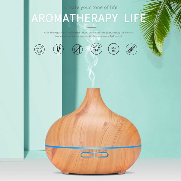 Humidifiers Wood Grain Aroma Diffuser 300Ml Essential Oil Electric Ultrasonic With Auto Shut Off Function For Bedroom Aromatherapy