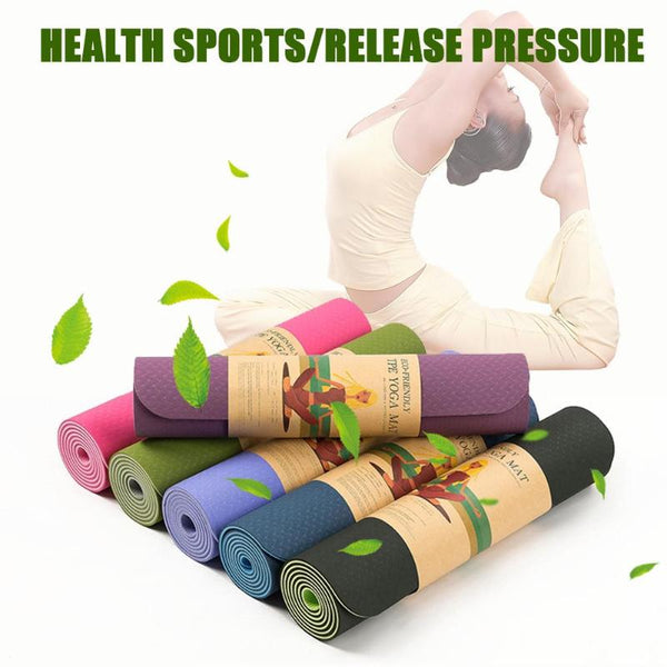 Two Tone Colours 6Mm Tpe Non Slip Yoga Mat Gym Fitness Equipment Exercise Mats & Non Slip Towels