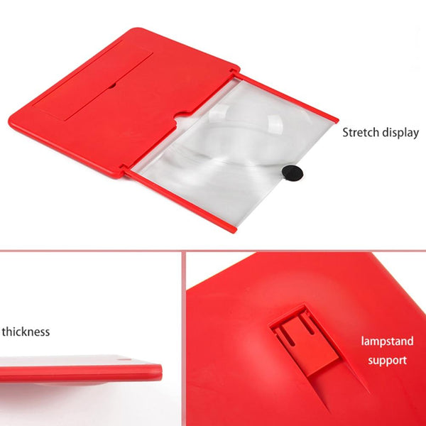 Red 12 Inch Mobile Phone Screen Magnifier Amplifier Folding Design Mounts & Holders