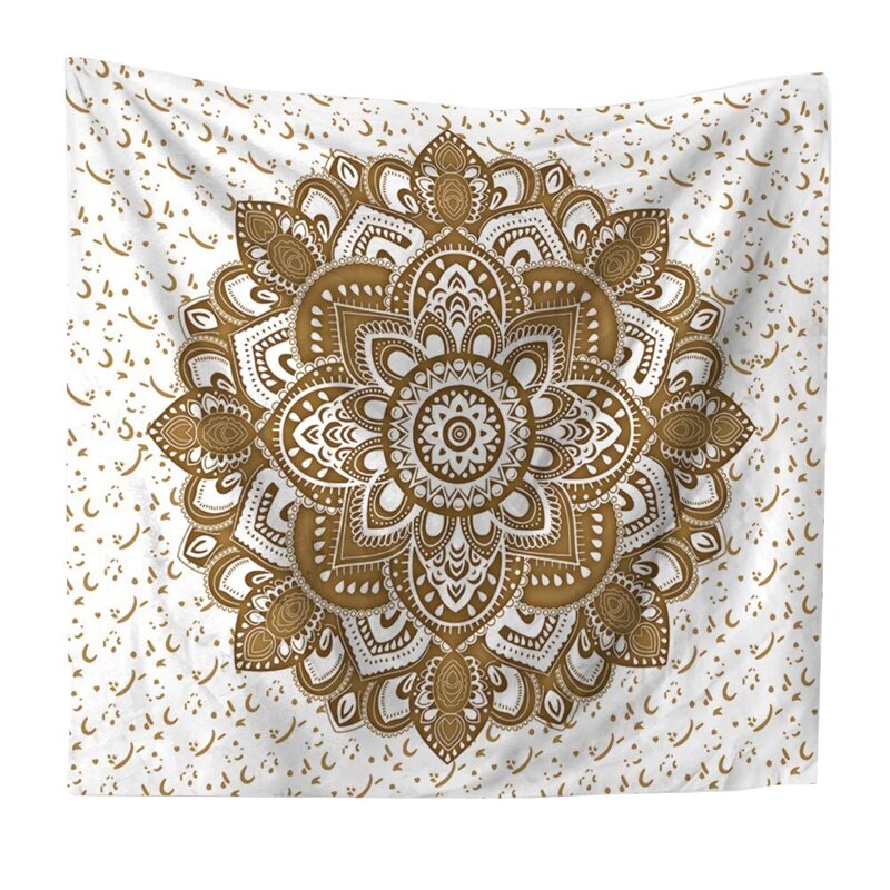 Gold White Mandala Tapestry Wall Hanging Boho Decor Tapestries