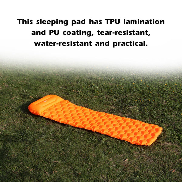 Inflatable Sleeping Pad Thickening Camping Mat Orange Sleeping Mats