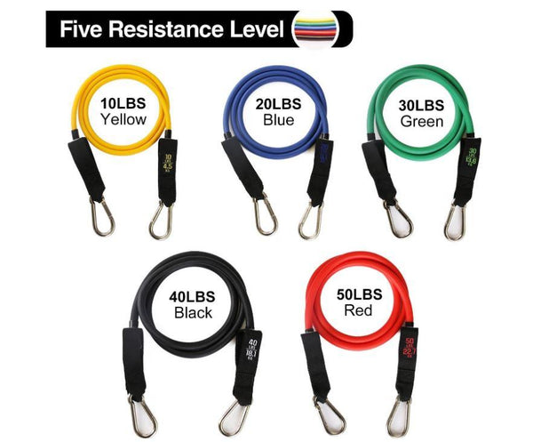 11Pcs Latex Resistance Bands Set Pull Rope Fitness Exercise Training Yoga Home Gym
