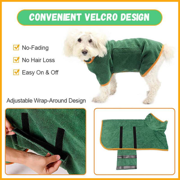 Dog Grooming Green Microfibre Absorbent Pet Bathrobe Dog Clothing