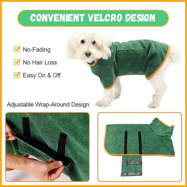 Green Microfibre Absorbent Pet Bathrobe Dog Clothing