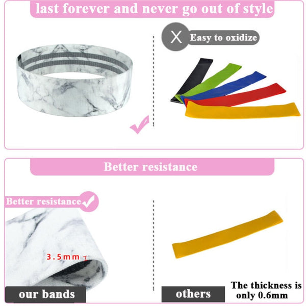 3Pcs Set Marble Pattern Resistance Booty Bands Home Fitness Workout Resistance Trainers