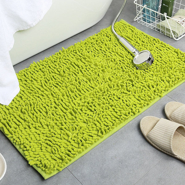 Soft Shaggy Chenille Solid Colour Non Slip Bath Mat Bath Mats Rugs & Toilet Covers