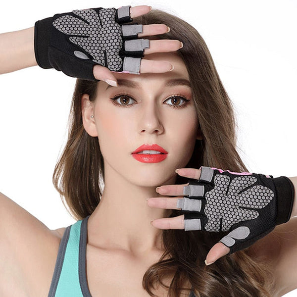 Half Finger Non Slip Breathable Fitness Weight Lifting Gloves Women Gloves Straps & Hooks