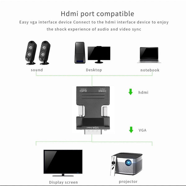 Audio Sound Hdmi Female To Vga Male Converter With Adapter Support 1080P Signal Output Convertor Monitor/Av Cables & Adapters