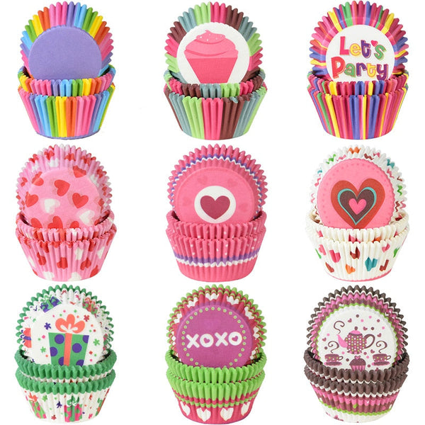 100Pcs Rainbow Muffin Cupcake Paper Cups Liner Baking Decorating Tools Party Baking Cups & Cases