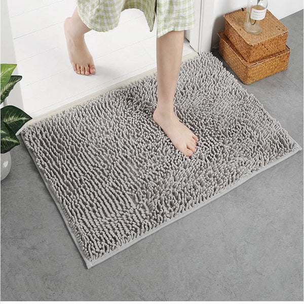 Soft Shaggy Chenille Solid Colour Non Slip Bath Mat Bath Mats Rugs & Toilet Covers