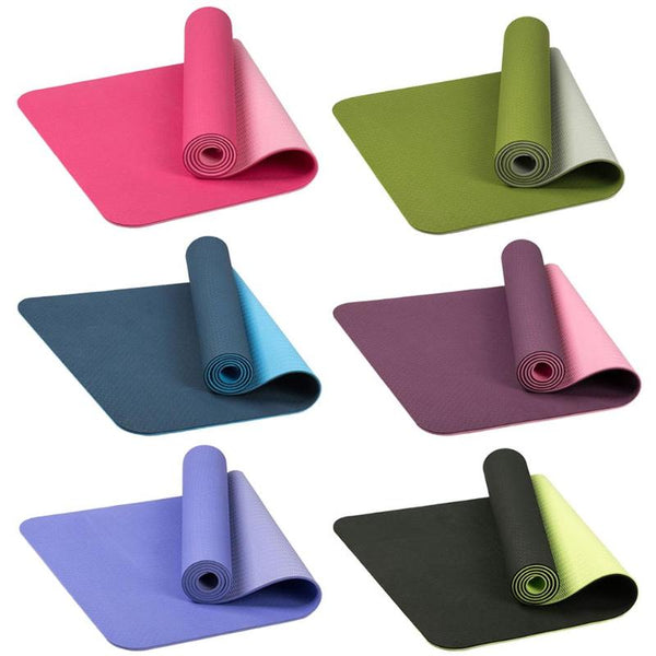 Two Tone Colours 6Mm Tpe Non Slip Yoga Mat Gym Fitness Equipment Exercise Mats & Non Slip Towels