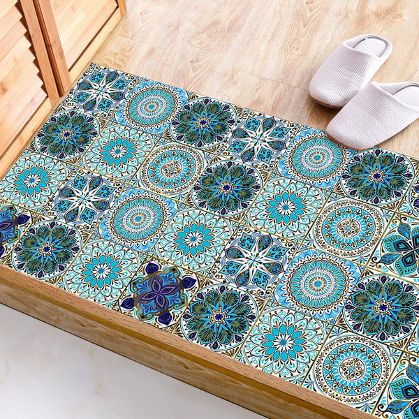 10 Piece Set Mandala Crystal Hard Film Tiles Wall Stickers Kitchen Bathroom Wardrobe Tile Décor