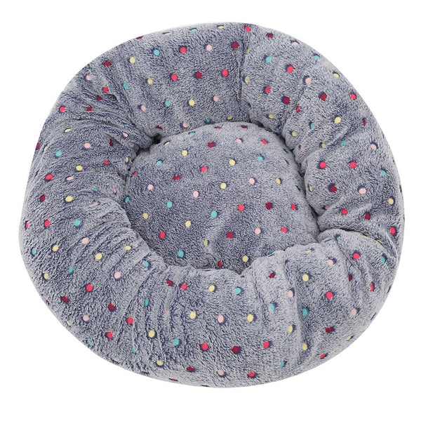 Colourful Dots Embroidered Soft Round Dog Bed Pet Nest Pet Beds
