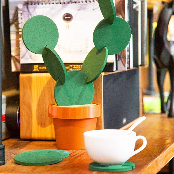 Cute Creative Cactus Potted Plant Coaster Heat Mat Set Coasters