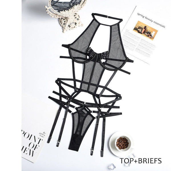 Mesh  Strappy Bandage Bodysuit Women Lingerie Colour Black Royal Blue White Bodysuits