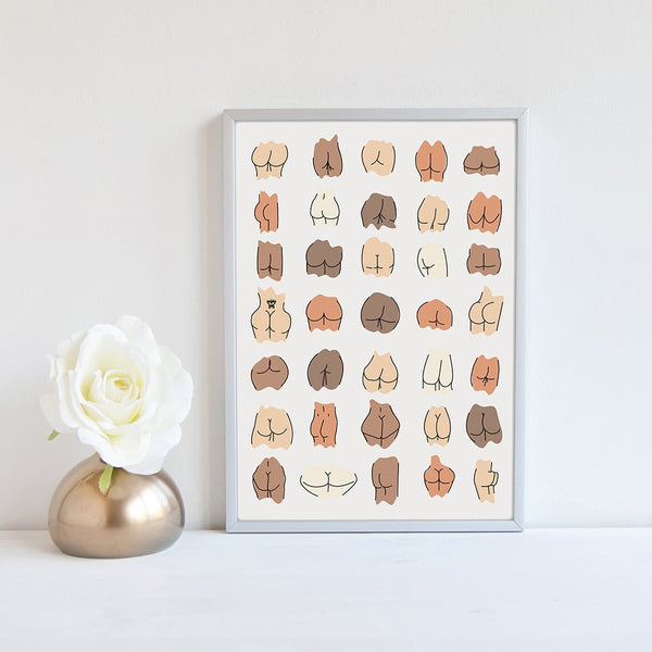Butts Collage Canvas Wall Art Painting Funny Bathroom Modern Prints Minimalist Posters & Prints