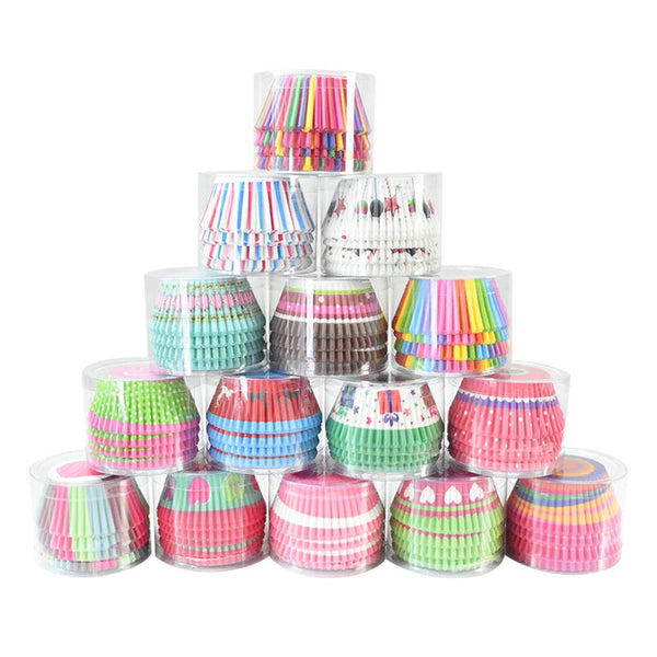 100Pcs Rainbow Muffin Cupcake Paper Cups Liner Baking Decorating Tools Party Baking Cups & Cases