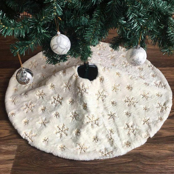 Embroidered Snowflake Christmas Tree Skirt Holiday Decorations Seasonal Decorations