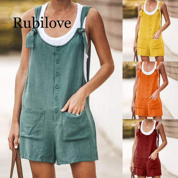 Women's Boho Clothing Casual Loose Jumpsuits Fashion Playsuit Tie Strap Pockets Jumpsuits Rompers & Playsuits