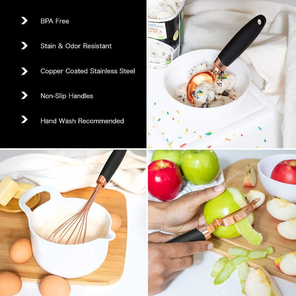 7Pcs Soft Touch Rose Gold Kitchen Utensils Set Cooking Utensils