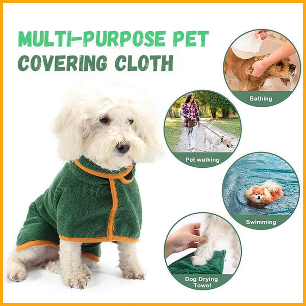 Green Microfibre Absorbent Pet Bathrobe Dog Clothing Dog Grooming