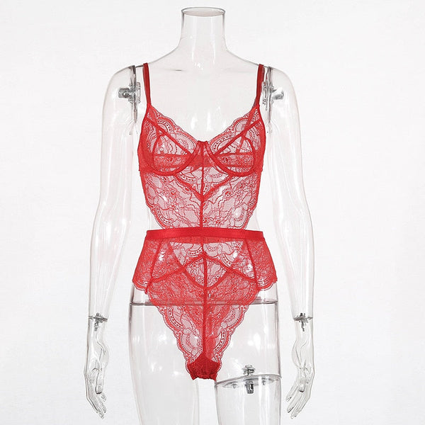 Lace Sheer Floral Backless Bodysuit Open Crotch Teddy Lingerie Women Bodysuits