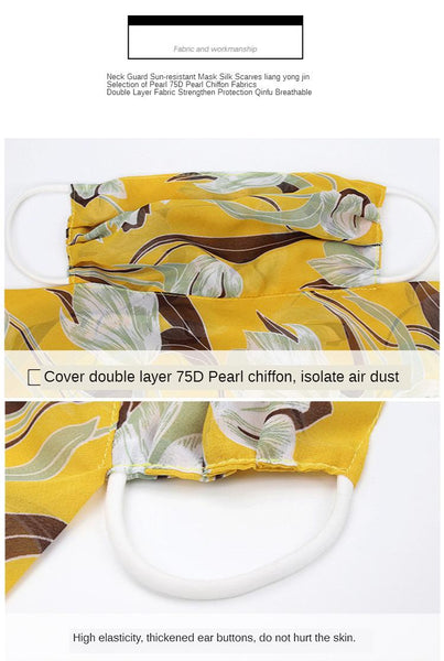 Summer Masks Flower Printed Women's Large Neck Guard Sun Protection Scarf Scarves & Wraps