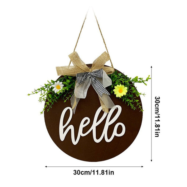 Welcome Hello Hanging Decoration Front Door Rustic Sign Plaques & Signs