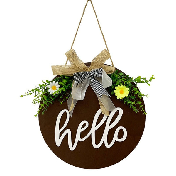 Welcome Hello Hanging Decoration Front Door Rustic Sign Plaques & Signs