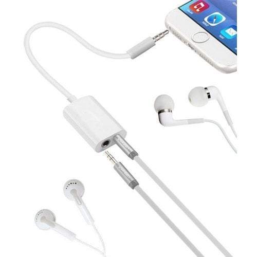Phone Chargers Cables 3.5Mm Double Jack Splitter Audio Share Music Adapter For Earphones White