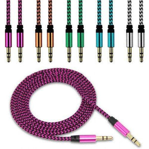 1M Nylon Aux Cable Audio 3.5Mm Plug Cord For Speakers Cards Cd Mp3 Players