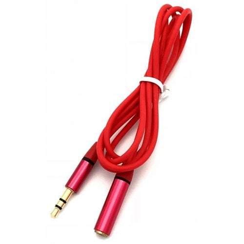 Headphone Earphone 3.5Mm Metal Male To Female Audio Cable Red