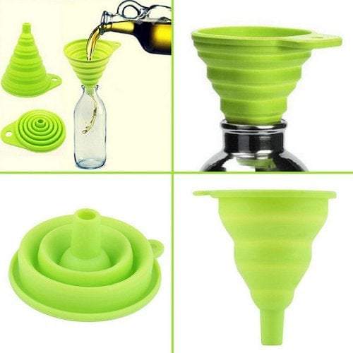 Kitchen Fittings Tools Collapsible Oil Funnel Green Funnels